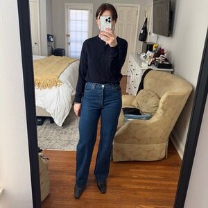 High-wasted straight leg jeans